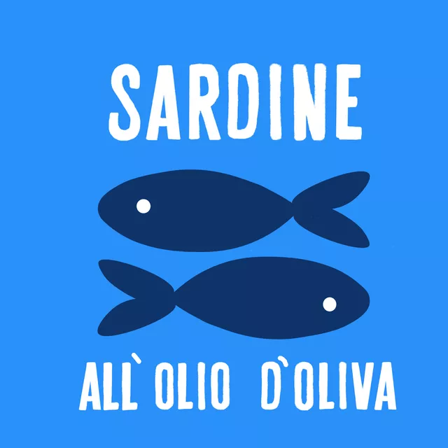 Kissen Sardinen Fische Dose Azurblau