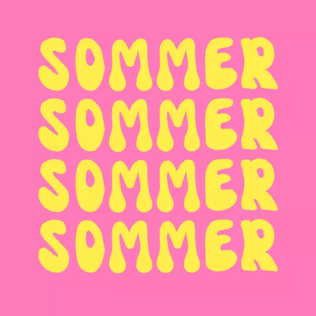 Kissen Sommer Schrift Pink Gelb