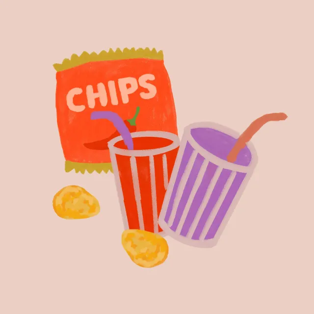 Kissen Chips Drinks Auf Beige