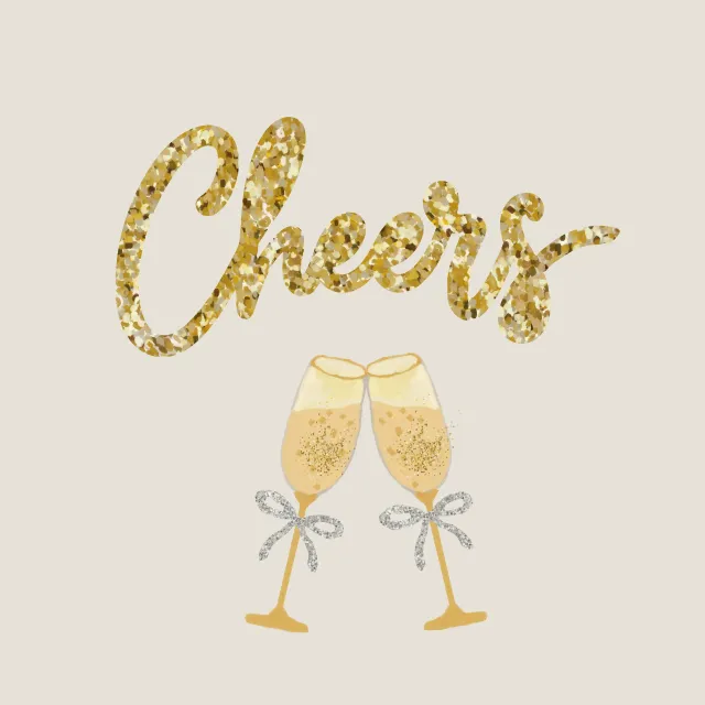 Geschirrtücher Cheers Zwei Gläser Gold Beige