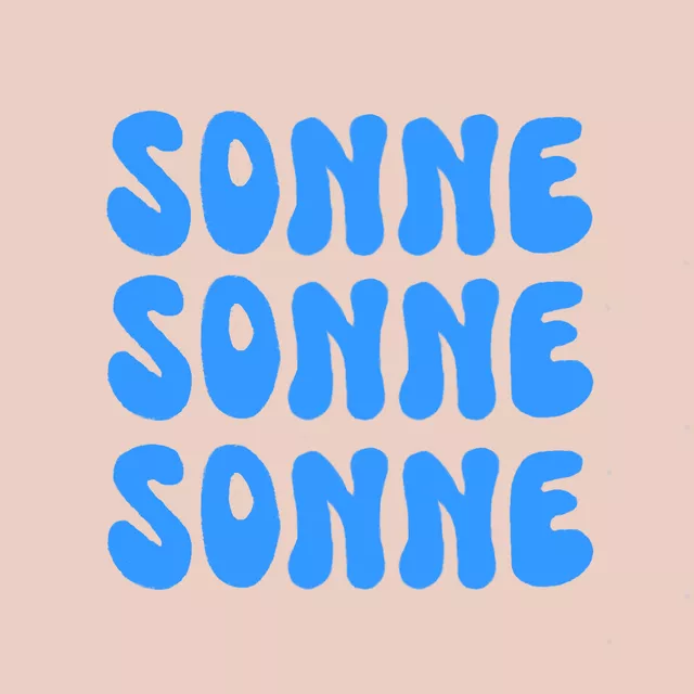 Kissen Sonne Schrift Azurblau Beige