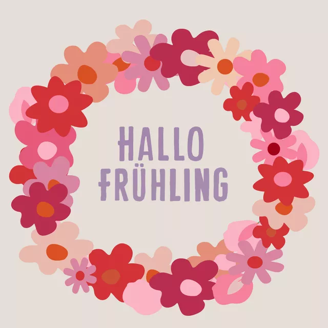 Tischset Hallo Frühling Blumenkranz