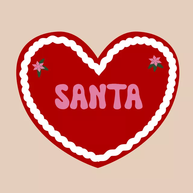 Kissen Lebkuchenherz Rot Santa