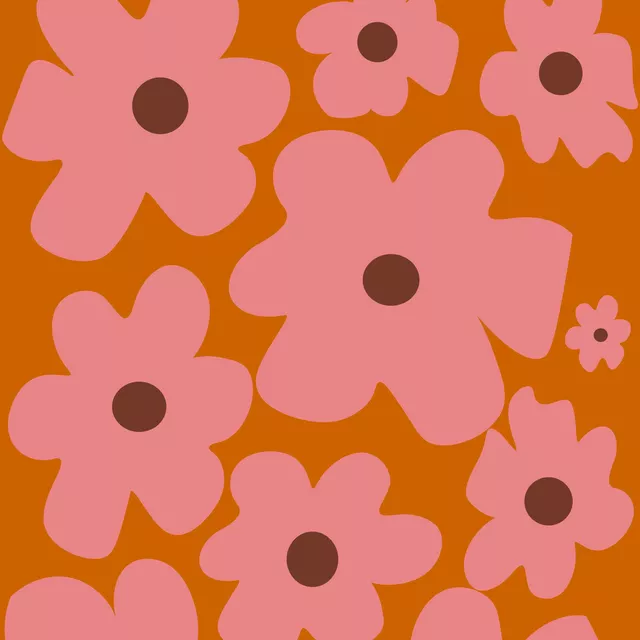 Tischdecke Pinke Blumen Auf Orange