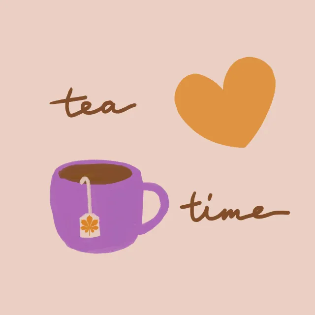 Kissen Tea Time Beige Tasse Herz