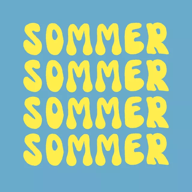 Kissen Sommer Schrift Blau Gelb