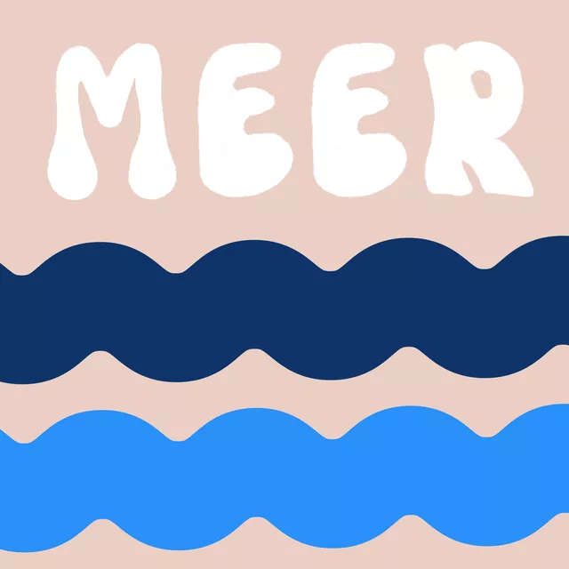 Kissen Meer Wellen Blau Beige