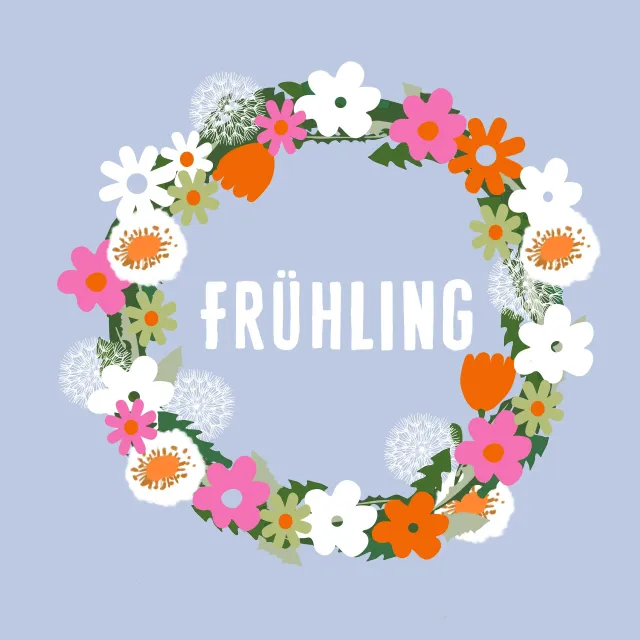 Kissen Frühling Wildblumenkranz Blau