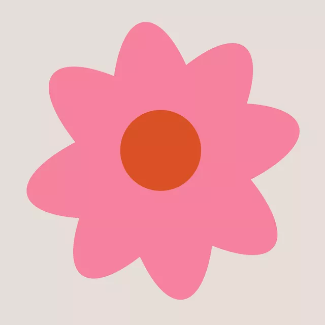 Kissen Große Pinke Blume Auf Beige