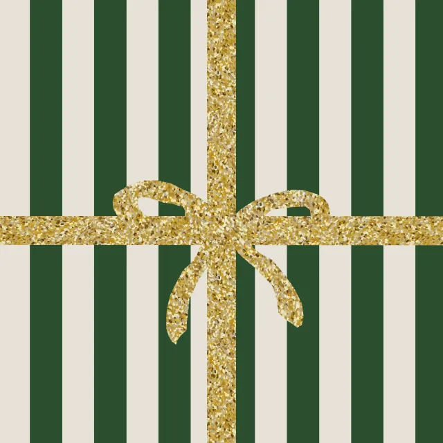 Servietten Weihnachtsgeschenk Schleife Gold Streifen Grün