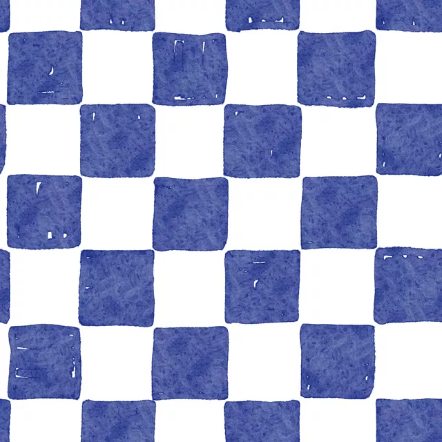 Watercolor Blue Checker
