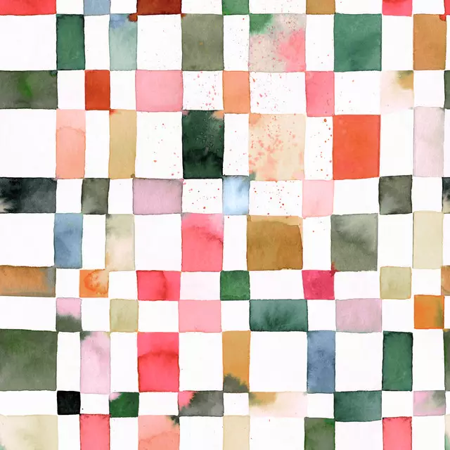 Sitzkissen Watercolor Christmas Checker