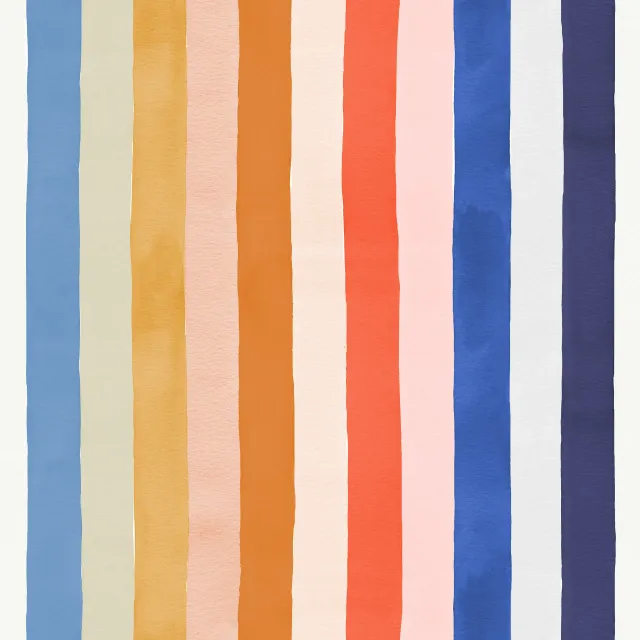 Dekovorhang Strand Streifen Aquarell Blau