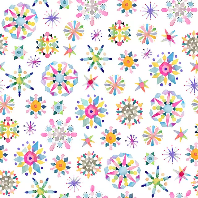 Kissen Winter Snow Stars Crystals