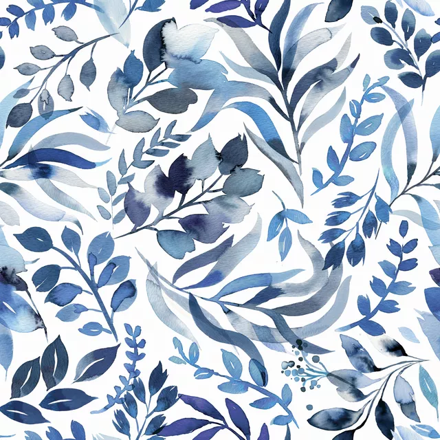Sitzkissen Watercolor Leaves Sea Blue