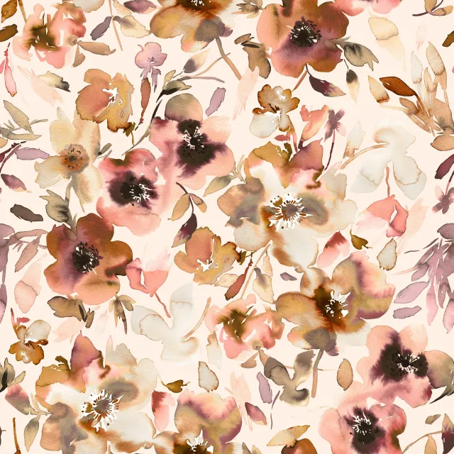 Dekovorhang Blumen Herbst Aquarell Terrakotta