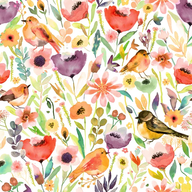 Whimsical Meadow Birds Fall