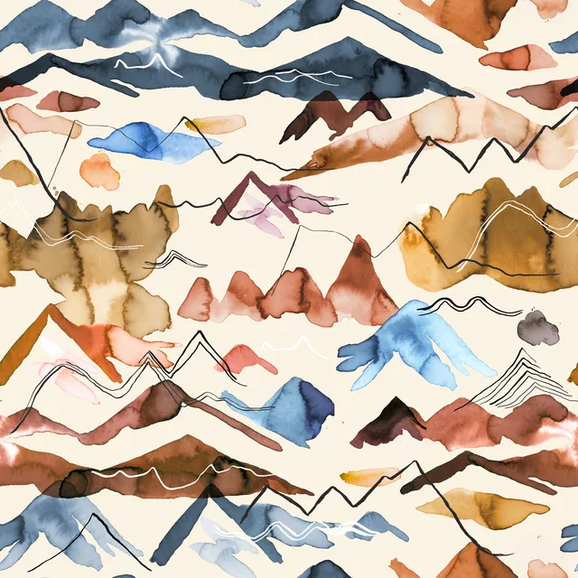 Herbst Berg Aquarell Blau