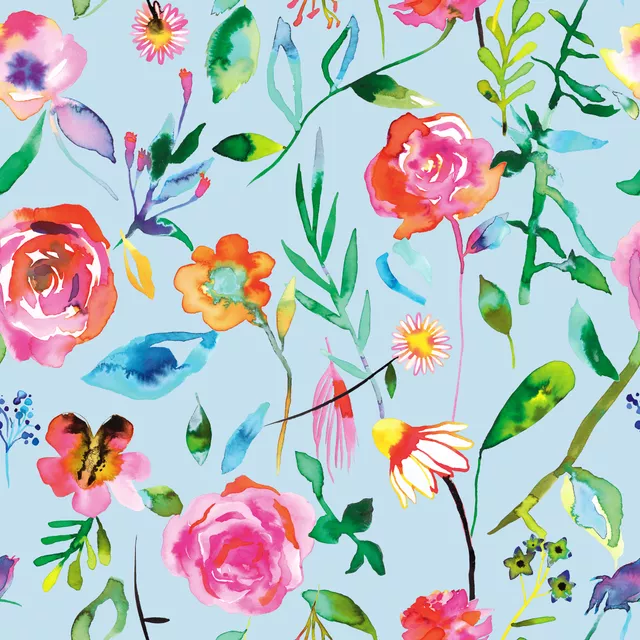 Sitzkissen Spring Botanical Flowers Blue