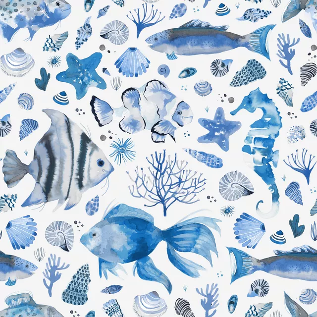 Bettwäsche Fishes and Shells Marine Blue