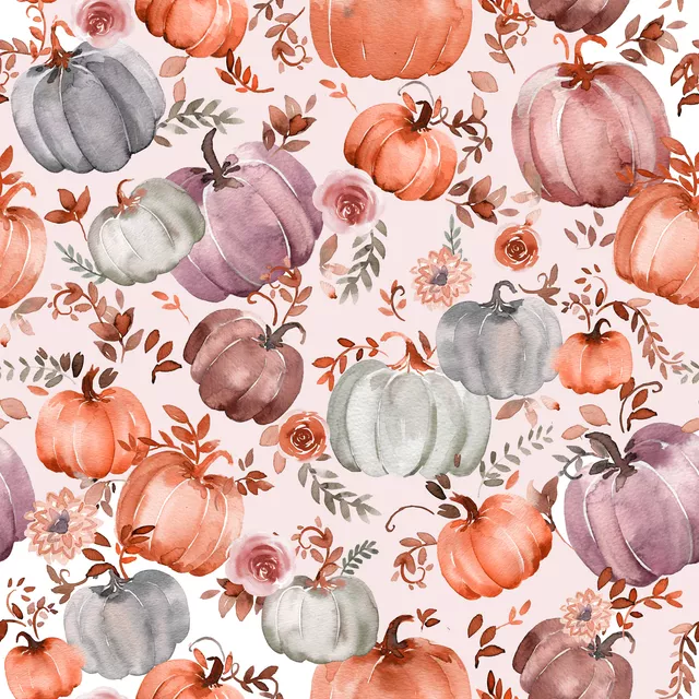 Pumpkins Floral Orange Fall