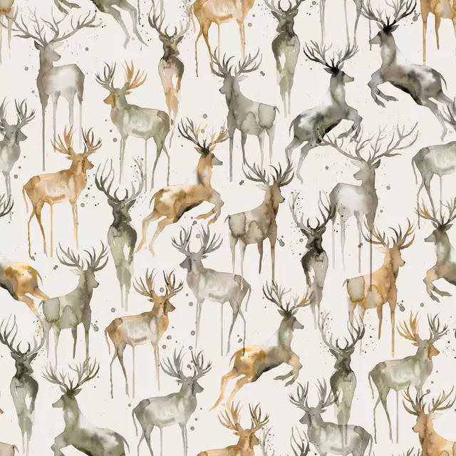 Tischläufer Watercolor Winter Deers Beige