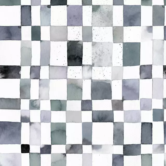 Watercolor Checker Blue
