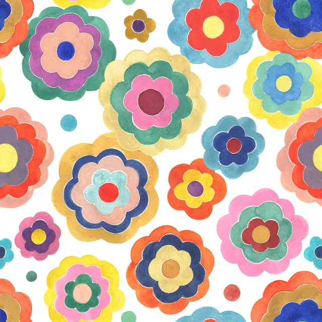 Dekovorhang Bunt Bold Retro Vintage Blumen