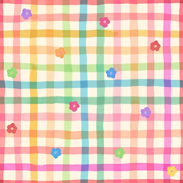 Tischläufer Candy Gingham Karo Blumen