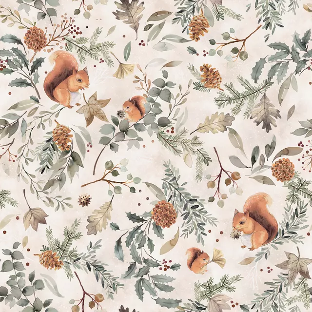 Kissen Herbst Eichhörnchen Wald Beige