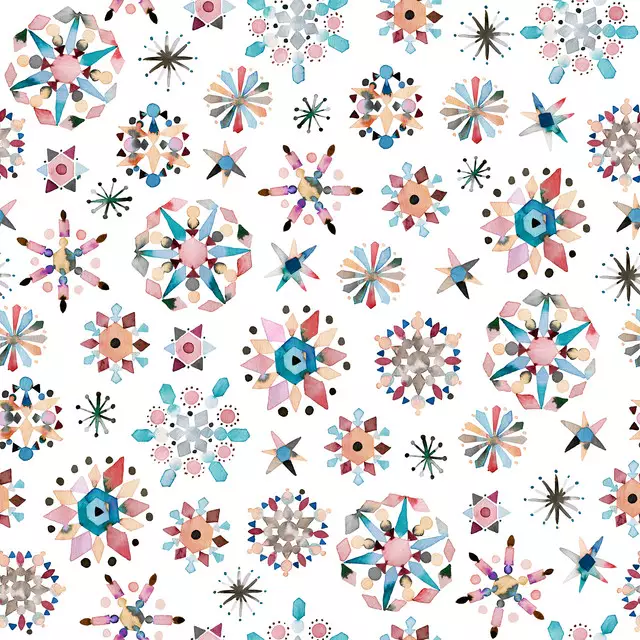 Tischläufer Winter Snow Stars Crystals Red