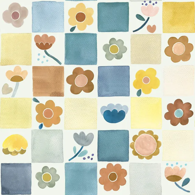 Kissen Vintage Florale Schachbrett