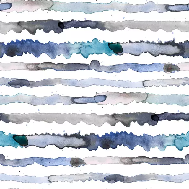 Kissen Watercolor Stripes Sea Waves