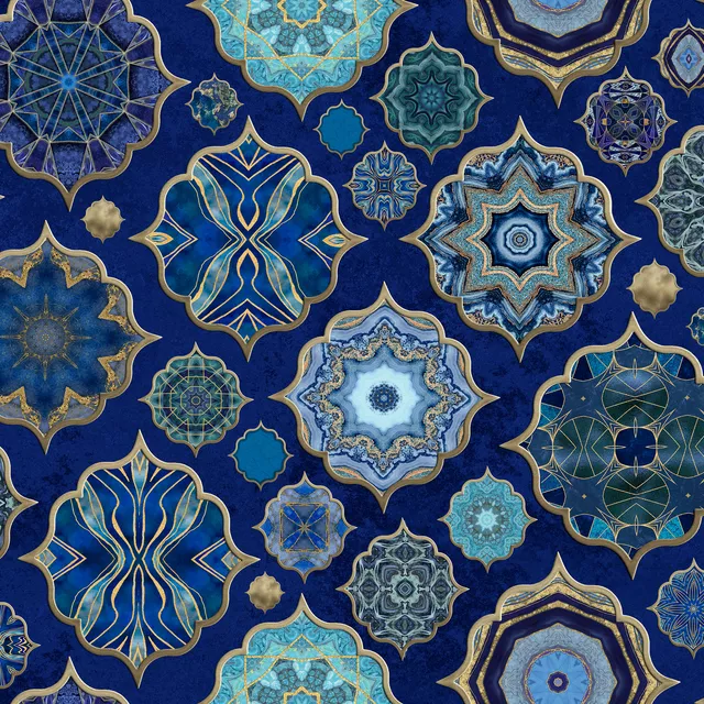 Tischläufer Moroccan Tiles Blue Gold