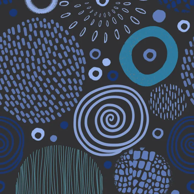 Bodenkissen Tribal Doodle Marks blue