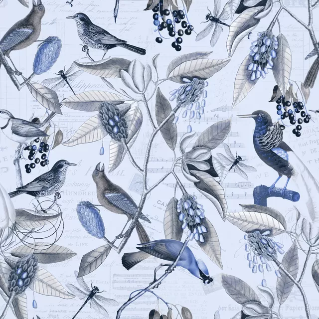 Kissen Nostalgic Magnolia Birds Blue