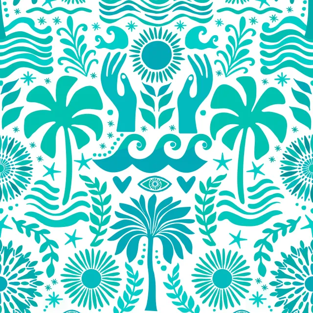 Tischläufer Boho Beach Türkis Weiss