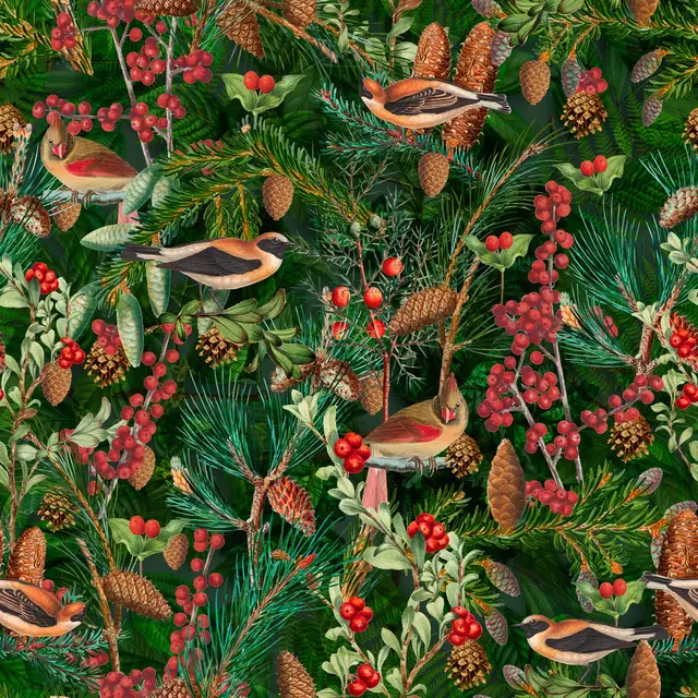 Birds In The Winter Forest