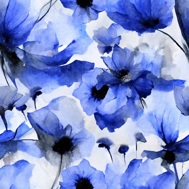 Kissen Wild Poppy Flower blue