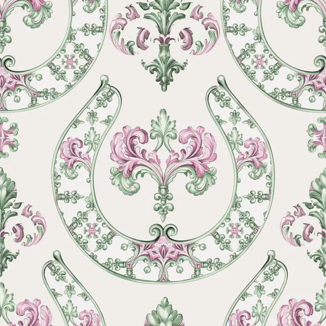 Kissen Hufeisen Ornament Pink Grün