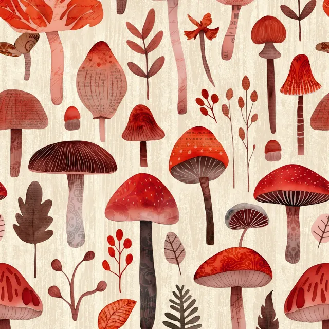 Kissen Mushroom Woodland Red