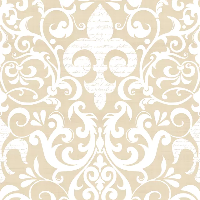 Dekovorhang Fleur De Lis Damask Script VI