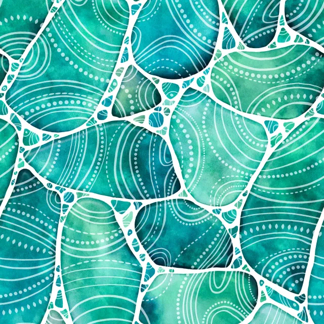 Kissen Strandglas Doodles Türkis II