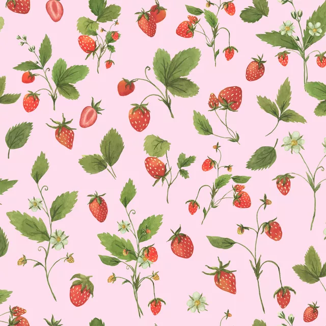 Sitzkissen Wilde Erdbeeren auf pink