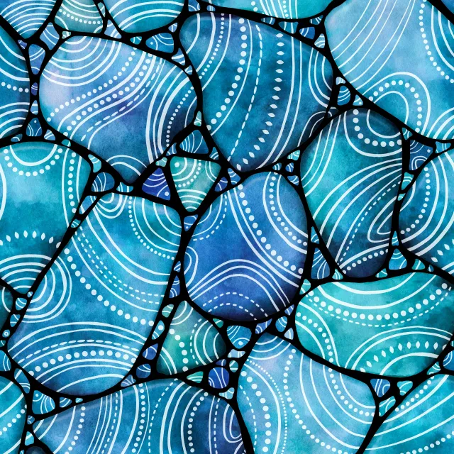 Dekovorhang Strandglas Doodles Blau