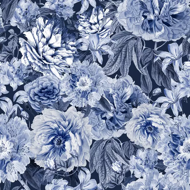 Kissen Nostalgic Blue Flower Garden
