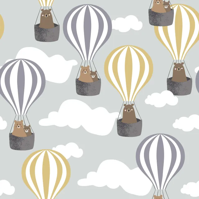 Tischdecke Bären im Heißluftballon – Grün