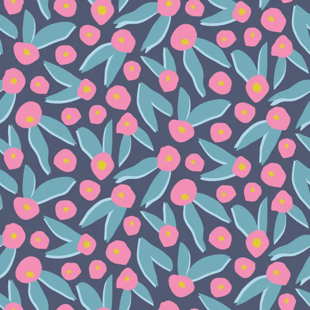 Kissen Abstrakte Blau-Rosa Blüten