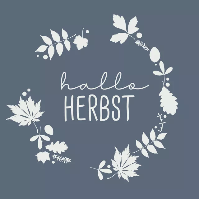 Dekovorhang Hallo Herbst - steinblau