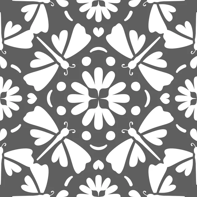 Tischdecke Blockprint Muster - antrazit
